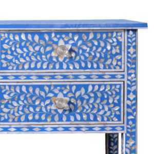 Table console contemporaine en incrustation d'os 100% meubles indiens faits à la main avec motif bleu et blanc pour une décoration élégante de la maison - Product Image 2