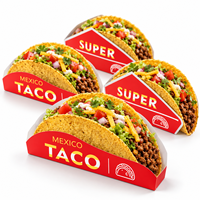 Support à tacos en papier personnalisé avec logo, plateau bateau, résistant à la graisse, biodégradable, jetable, emballage alimentaire rapide, vente au détail et en gros