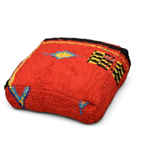 Pouf géométrique berbère fait main, coussin-tapis carré, siège de sol bohème, pour mariage, salon, rouge, noir, jaune, multifonctionnel, pour la maison - Product Image 2