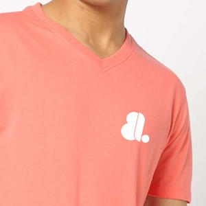 T-shirt pour homme à col en V, couleur unie, manches courtes, vente en gros, t-shirts pour homme à col en V, manches courtes, 100% coton, vierge - Product Image 4