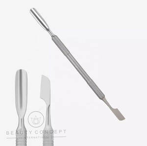 Pousse-cuticules droit en acier inoxydable à double extrémité avec lame courbée, écologique, pour manucure et nail art - Product Image 5