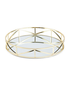 Modern Luxury Copper Finishing Iron Metal Eco-Friendly Durable Serving <b>Tray</b> Custom Size Circular Shape Tea Coffee Fruit <b>Dinner</b> - Product Image 6