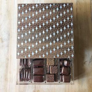 Luxury Artisan <b>Acrylic</b> Decorative Display <b>Box</b> with Handcrafted Mother of Pearl Inlay Wooden <b>Lid</b> for Ramadan, Eid, and Events - Product Image 3