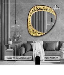 Luxurious Stainless Steel PVD Coated Frame Bathroom Vanity <b>Wall</b> <b>Mirror</b> <b>Lightweight</b> Anti-Fog Elegant Irregular - Product Image 5