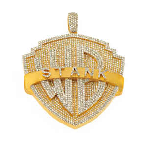 Pendentif Iced WB Stank Shield en or avec pierres Moissanite de 10 carats, 30 grammes, breloque de luxe Hip Hop, unisexe - Product Image 3