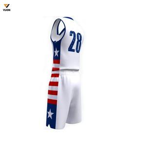 Uniformes de basket-ball respirables bleus et blancs faits sur commande d'OEM plus la conception de sublimation imprimée par taille - Product Image 4