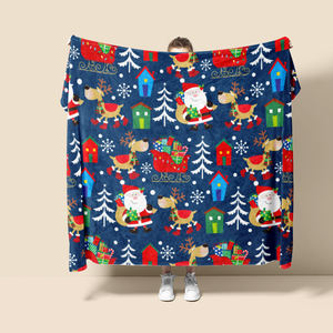 2024 Kerstontwerp Zachte Winter Kingsize Festival Custom Gooi Dekens Digitaal Bedrukt Flanellen Kerstdeken Met Logo - Product Image 6