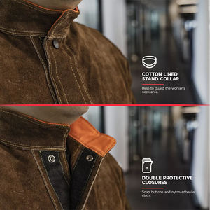 Chaqueta de cuero de soldadura de cuero industrial/Chaqueta resistente al fuego/ropa de soldador de cuero de vaca - Product Image 3