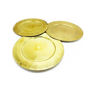 Vaisselle sculptée à la main pour la maison ou la fête de mariage, assiette de service en laiton arrondie - Product Image 6