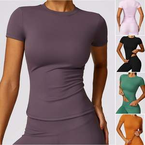 T-shirt de sport vintage d'été pour femmes de haute qualité coupe ample solide à manches courtes conception d'impression respirante - Product Image 6