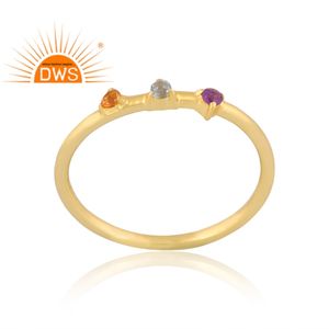 Diseño hecho a mano 925 Plata 18K chapado en oro Natural Multi anillo de piedras preciosas joyería personalizada para mujer regalo para ella - Product Image 1