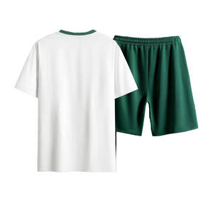 Nuevos conjuntos de pantalones cortos informales para hombre, trajes de 2 piezas para hombre, camiseta de manga corta con hombros caídos y algodón transpirable - Product Image 2