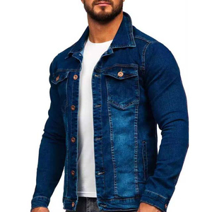 Chaqueta vaquera para hombre, chaqueta vaquera elástica de camionero de algodón con parches personalizados, chaqueta de calle con estilo Premium para hombre - Product Image 3