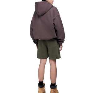 Hoodie d'hiver court personnalisé de haute qualité 100 % coton, avec double fermeture éclair, coupe oversize, vierge et épais - Product Image 4