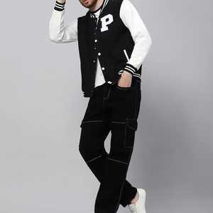 Chaqueta Varsity Bordada para Hombre, Fabricada Profesionalmente, de Lana/Poliéster, con Cuello Alto, Estilo Urbano, Venta al Por Mayor - Product Image 5
