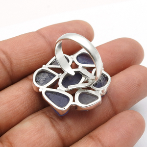 เครื่องประดับอัญมณี iolite ธรรมชาติแหวนเงินสเตอร์ลิง925ทำด้วยมือดีไซน์สวยไม่ซ้ำใครขายส่ง - Product Image 4