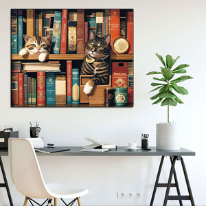 Pinturas por números Tamaños grandes Dos gatos en la estantería <span class=keywords><strong>Pintura</strong></span> por números Decoración de muebles para <span class=keywords><strong>el</strong></span> hogar - Product Image 2