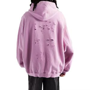 Custom Embroidered Streetwear 100% Cotton Vintage Distressed Acid Wash Sun Faded Pullover <b>Hoodie</b> for Men - Product Image 2