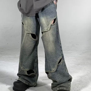 Men's Mid Waist Breathable Waterproof Jogger Pants Elastic Waist Wide Leg High Street Multi-Pocket Stitching Design New Simple - Product Image 4