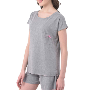 Conjunto corto informal con logotipo personalizado del fabricante para mujer Conjunto corto de camiseta lisa transpirable con capacidad OEM - Product Image 2
