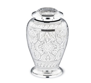 Urnas para Cenizas Adulto Funeral Blanco Plata Jali Urna Funeraria Grande para Cenizas de Seres Queridos Tamaño 10,5 "& 220 Cu. in - Product Image 4