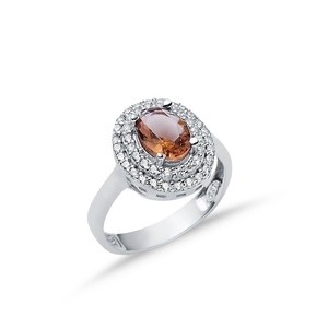Oval Sultanite Cluster <b>Ring</b> Double <b>CZ</b> PaveSurround Rhodium-Plated Color-Change Wholesale 925 Sterling Silver Jewelry - Product Image 3