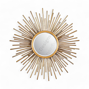 Elegante oro Sunburst decoración de pared espejo Art Deco-inspirado acento para el hogar sala de estar u oficina - Product Image 1