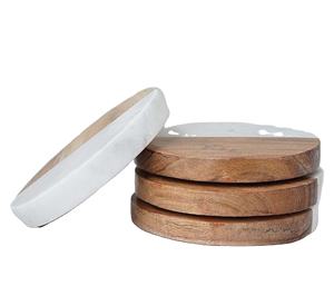 Posavasos de madera de mármol creativo para el hogar de barra redonda, posavasos de piedra sin madera y mármol blanco de la India - Product Image 5