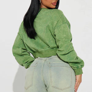 Women Washed <b>Sweatshirt</b> <b>Vintage</b> Washed Fabric Look Cotton Polyester Blend Crew Neck Long Sleeves Pullover <b>Oversized</b> Relaxed Fit - Product Image 2