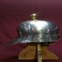 Casco Medieval Alemán de Caballero Plateado, Casco Europeo de Caballero de Armadura para Recreación Histórica