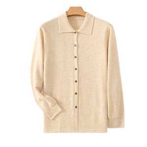 Autumn and Winter New 100% Pure Wool Loose Solid Color Men's Polo Neck <b>Cardigan</b> Business Casual Knitted Cashmere Sweater Coat - Product Image 4