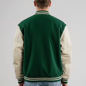 Chaquetas Varsity para Hombre, Chaqueta de Invierno Cálida Estilo Béisbol, Mangas de Cuero, Logotipo Bordado, Estilo Escuela Secundaria - Product Image 4