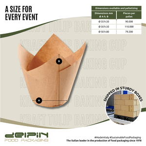 Papel desechable a prueba de grasa personalizable hecho en Italia, taza para hornear de tulipán Kraft, revestimientos para magdalenas, envoltorios de diferentes tamaños - Product Image 4