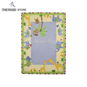 Tapis en laine tufté fait main luxueux avec motif jungle/animal original, support en latex lavable, grand tapis de salon - Product Image 2