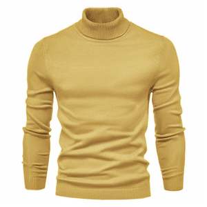 Pull en maille à col roulé pour homme, pull d'hiver, coupe ajustée, 100% coton peigné, anti-froissement, anti-boulochage, devant 380g, personnalisé - Product Image 4