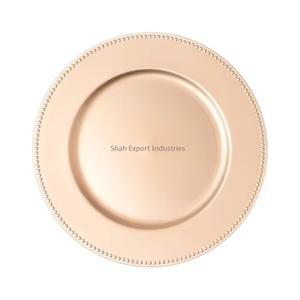 Or perlé rond classique de plat de chargeur en métal de frontière fini pour des assiettes de chargeur de vaisselle d'hôtels et de restaurant - Product Image 1