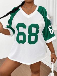 Oversized <b>Green</b> 68 <b>Mesh</b> Jersey Shirt for Women V Neck Varsity Style Sports <b>Top</b> Casual Streetwear Summer Wholesale Men's T-shirts - Product Image 6