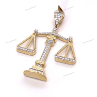 Nouveau Pendentif Balance Libra en Moissanite Plaqué Or Authentique Hip Hop, Bijoux de Fête Personnalisables en Gros