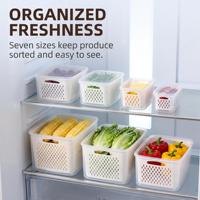 Koelkast opbergbak met zeef, plastic opbergdoos voor groenten en fruit