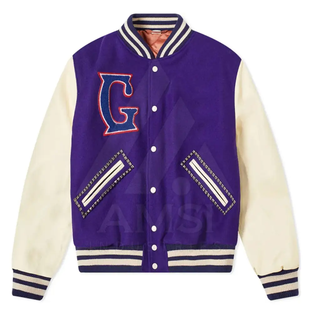 Custom Long Sleeve Men's Baseball Jacket High Quality Wholesale Price Purple Color Lettermen Jacket