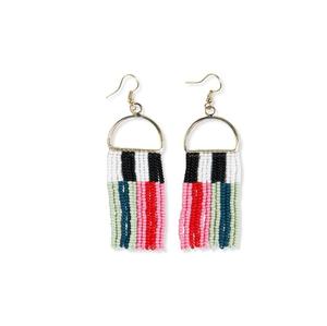 Pendientes de flecos coloridos hechos a mano para mujer, accesorio de moda personalizable de varios tamaños con cuentas colgantes - Product Image 1