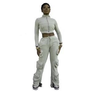 100% algodón, venta al por mayor, trajes para correr, ropa, chándales de lana tecnológica para mujer, ropa de entrenamiento, chándal ajustado para mujer - Product Image 5