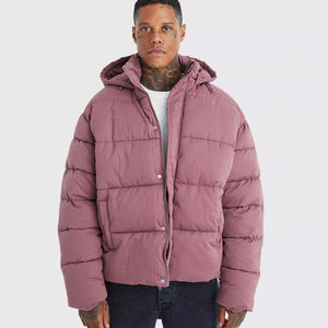 Chaqueta de Invierno Acolchada con Capucha Gris de Último Diseño, Cuello Alto, Puños Elásticos, Cierre de Cremallera, Bolsillos con Ribete, Impermeable y Cortavientos - Product Image 1