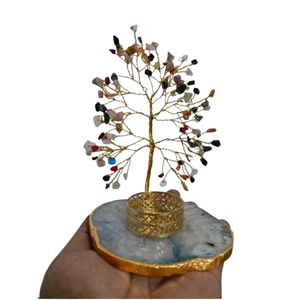 2025 Agate 7 <b>Chakra</b> <b>Tree</b> Candle Holder With Agate coaster Wholesale Natural Crystal <b>Tree</b> Chips Crystal <b>Tree</b> With Coaster Base - Product Image 1