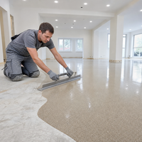 Peinture de sol autolissante en résine décorative à texture marbre de luxe, sable coloré époxy, pour intérieur résidentiel