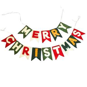 Guirnalda de Navidad Tradicional Ecológica de Fieltro de Lana Premium, Hecha a Mano, Decoración para Colgar en la Pared, Kriti - Product Image 1