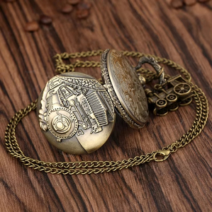 Reloj de Bolsillo de Cuarzo con Tema de Tren de Bronce Vintage, Caja de 47 mm, Esfera con Mini Locomotora 3D, Collar con Colgante, Regalo Antiguo para Hombres y Niños - Product Image 4