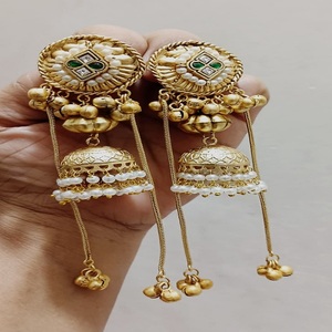 Kashmiri <b>Jhumkas</b> For Women Statement <b>Earrings</b> Perfect For Festive Occasions, Weddings Ethnic Wear Lightweight And Comfortable - Product Image 1