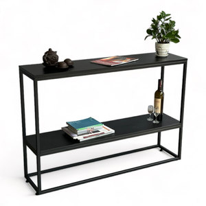 Rubber Wood & Iron Frame <b>Console</b> <b>Table</b> 120x30x85cm Minimalist Design Convertible <b>for</b> <b>Entry</b> Villa Living Room Hotel Bedroom Use - Product Image 1