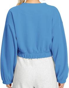 คอลเลกชันใหม่เสื้อสเวตเตอร์ซับในผ้าฟลีซโอเวอร์ไซส์สำหรับผู้หญิงเสื้อสวมหัวคอลูกเรือรุ่นสั้น - Product Image 2